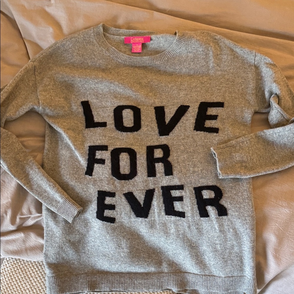 Gray Sweater with Black Lettering